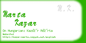 marta kazar business card